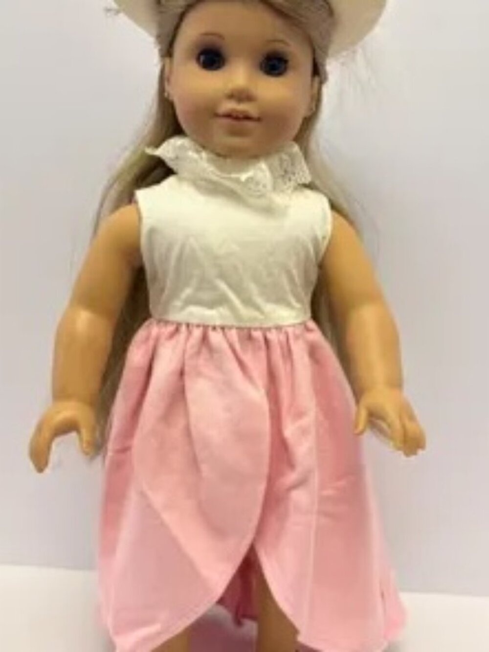 American Girl Elizabeth Riding Dress - White Lace Pink AG Doll Dress RETIRED